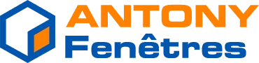 Logo de la société Antony Fenêtre. Orange et bleu